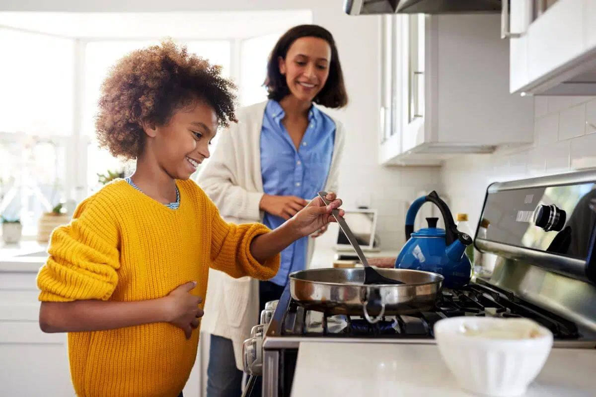 Family cooking together